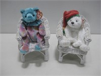 Two 8" TY Beanie Bears In Chairs