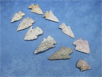 Ten Vtg Native American Arrowhead Artifacts