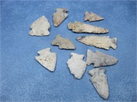 Ten Authentic Native American Arrowhead Artifacts