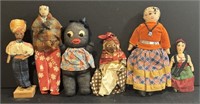 Six Vintage Handsewn doll Figures