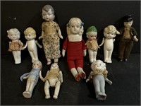 10 Vtg Bisque Dolls with moveable parts