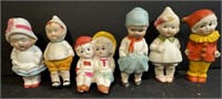Six vintage Bisque Dolls early 1900's