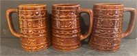 Three vintage Brown Stoneware Mugs