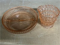 Two Pieces of pink Depression Glass