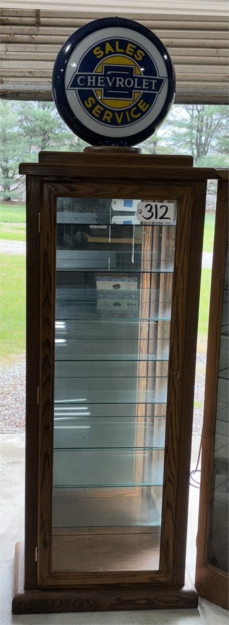 Oak Lighted  Chevy Display Cabinet