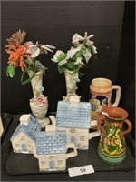 Glazed Redware Vase, Stein, 3D Flower Vases.