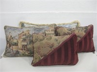 Four Decorative Throw Pillows Largest 12"x 22"