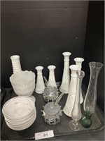 Johann Haviland Bavaria Bowls, Milk Glass Vases.