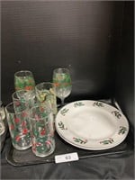 Christmas Holly Berry Plates & Glasses.