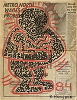 Keith Haring Drawing  1984 Newspaper