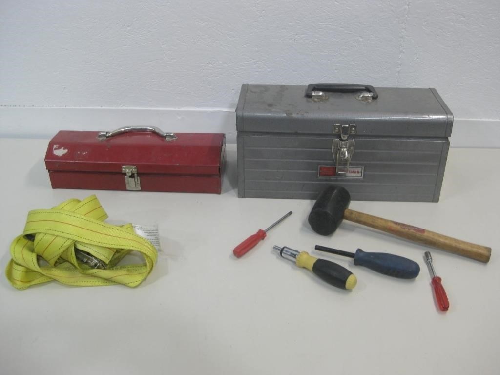 Two Tool Boxes W/Tools Largest 7"x 7"x 17"