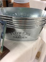 Six flowers and garden decorative buckets