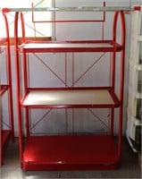 Retro Red Metal 4 Shelf Storage Shelf