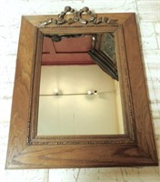 Louis XVI Arts and Crafts Oak Framed Mirror.
