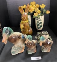 Royal Copley Leaf Vases, Ceramic Animal Figures.