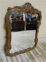 Louis XV Style Beveled Oak Framed Mirror.
