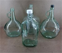 Vintage Green Glass Liquor Bottles