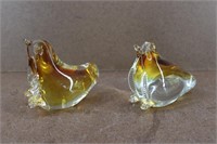 Vtg Murano Style Amber Glass Seals