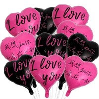 I LOVE YOU BALLOONS BLACK AND PINK 22PCS