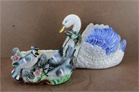 1989 Country Collection Swan & Blue Jay Planters
