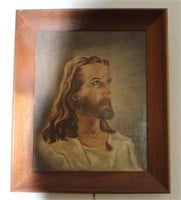 Vtg Canvas God Painting Framed