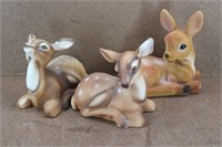Vtg Porcelain & Velvet Deer Figurines