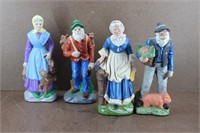 Vtg Elderly Couple Ceramic Farmer Figurines