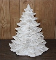 17" Vtg Ceramic Bisque Christmas Tree