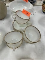 LOT OF GOLD RIMMED FIRE KING CUPS SAUCERS