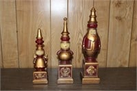 Vtg Christmas Faux Wooden Large Chess Pieces