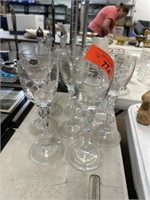 LOT OF BOHEMIAN CZECH CRYSTAL GLASSES