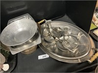 Metal Serving Trays, Brass Pedestal Bowl,