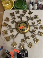 VINTAGE UNITED MID CENTURY BRASS WALL CLOCK