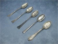 4 Sterling Silver Teaspoons & Hilton Hotel Spoon