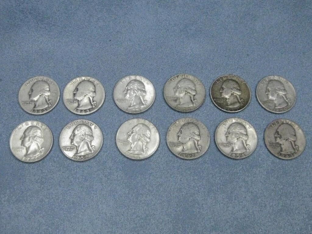 Twelve Silver Quarters 90% Silver