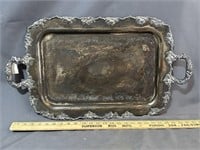 Silver plate tray with grape design