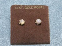 14Kt Gold Post & Opal Earrings