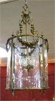 Louis XVI Style Etched Glass Hall Lantern.