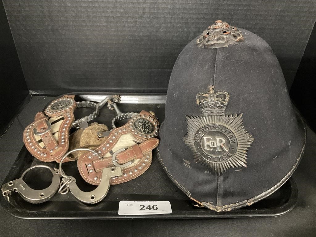 Vintage Metropolitan Police Helmet, Pair Boot