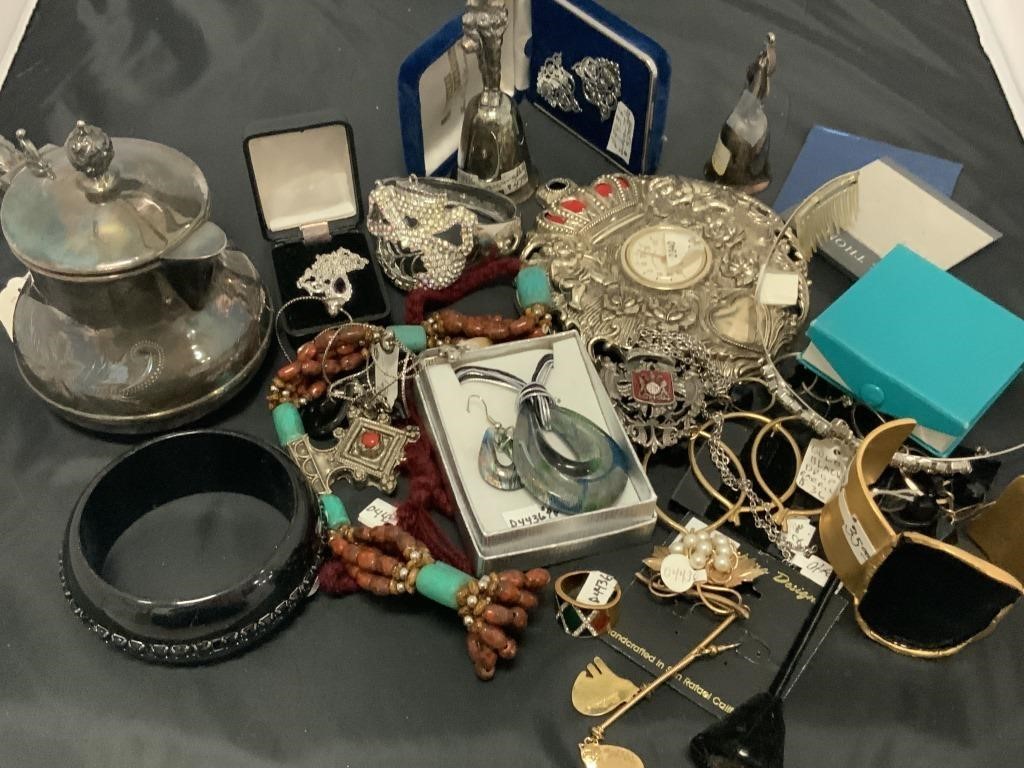 Assorted costume jewelry, plated items and more.