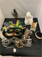 Assorted costume jewelry and more.