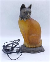 Glass and Metal Figural Cat Lamp.