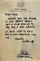 KEITH HARING HAND WRITTEN LETTER