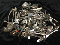 Plated flatware and serving utensils.