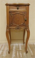 Louis XV Marble Top Mahogany Side Cabinet.