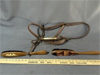 Pair of horse brushes and a halter