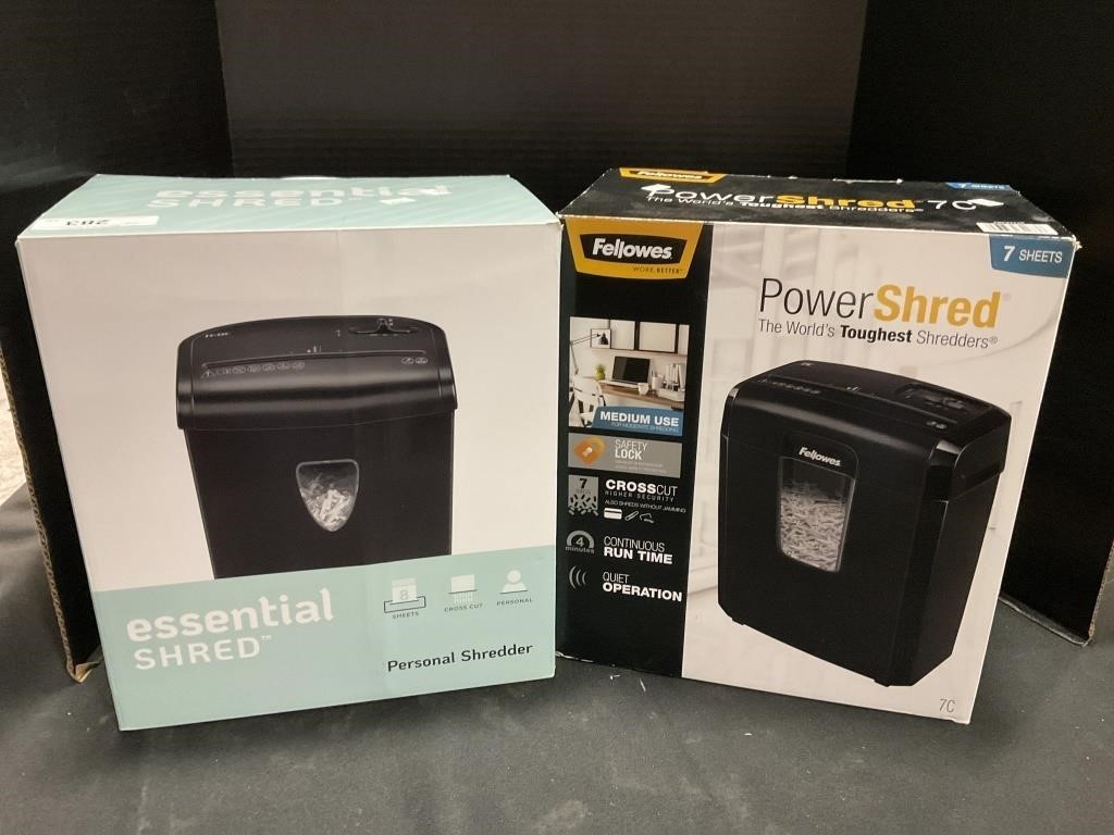 2 Fellowes Paper Shredders In Boxes.