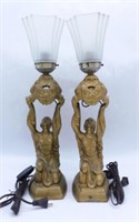 Art Deco Figural Gilt Spelter Lamps.