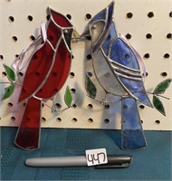 STAIN GLASS BIRDS PAIR