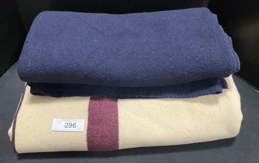 2 Vintage 1940 M.D. Army Wool Blankets.